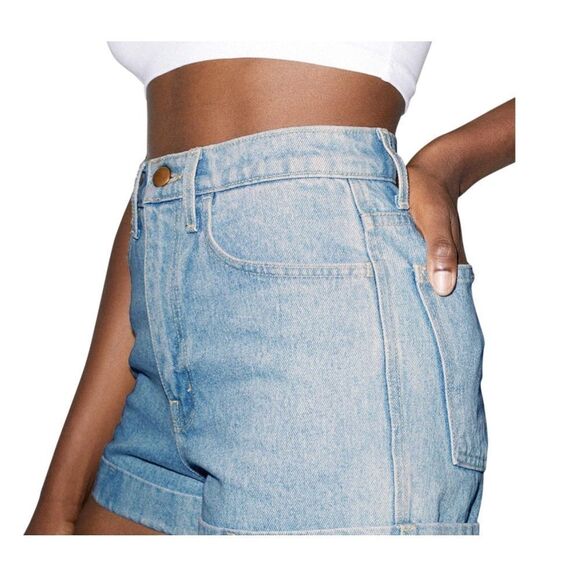 Women’s American Apparel Women's Denim High-Waist Cuff Short size 25 light wash. - Picture 2 of 13